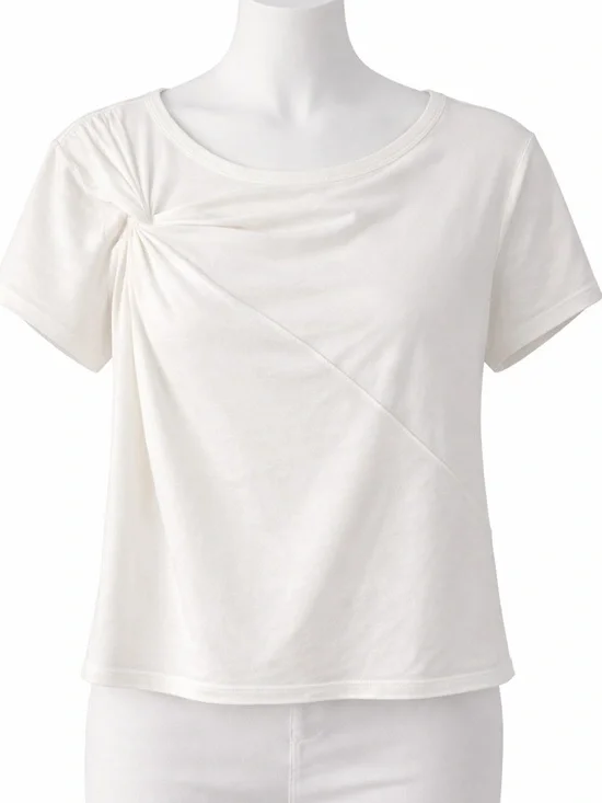 NWT Divided Women’s White Short Sleeve Tee with Shoulder Knot - Picture 1 of 6